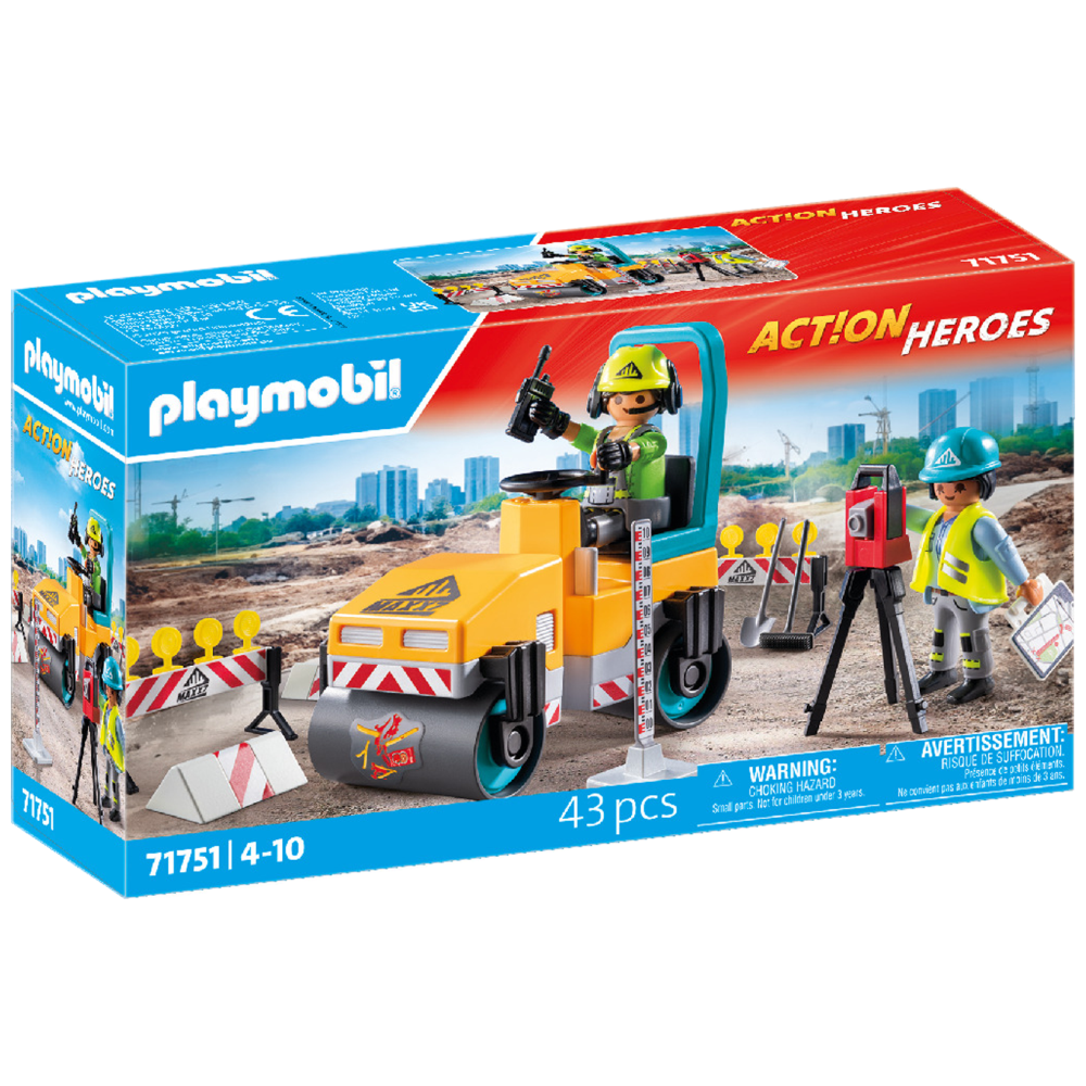 Playmobil Action Heroes Οδοστρωτήρας Και Εργάτες