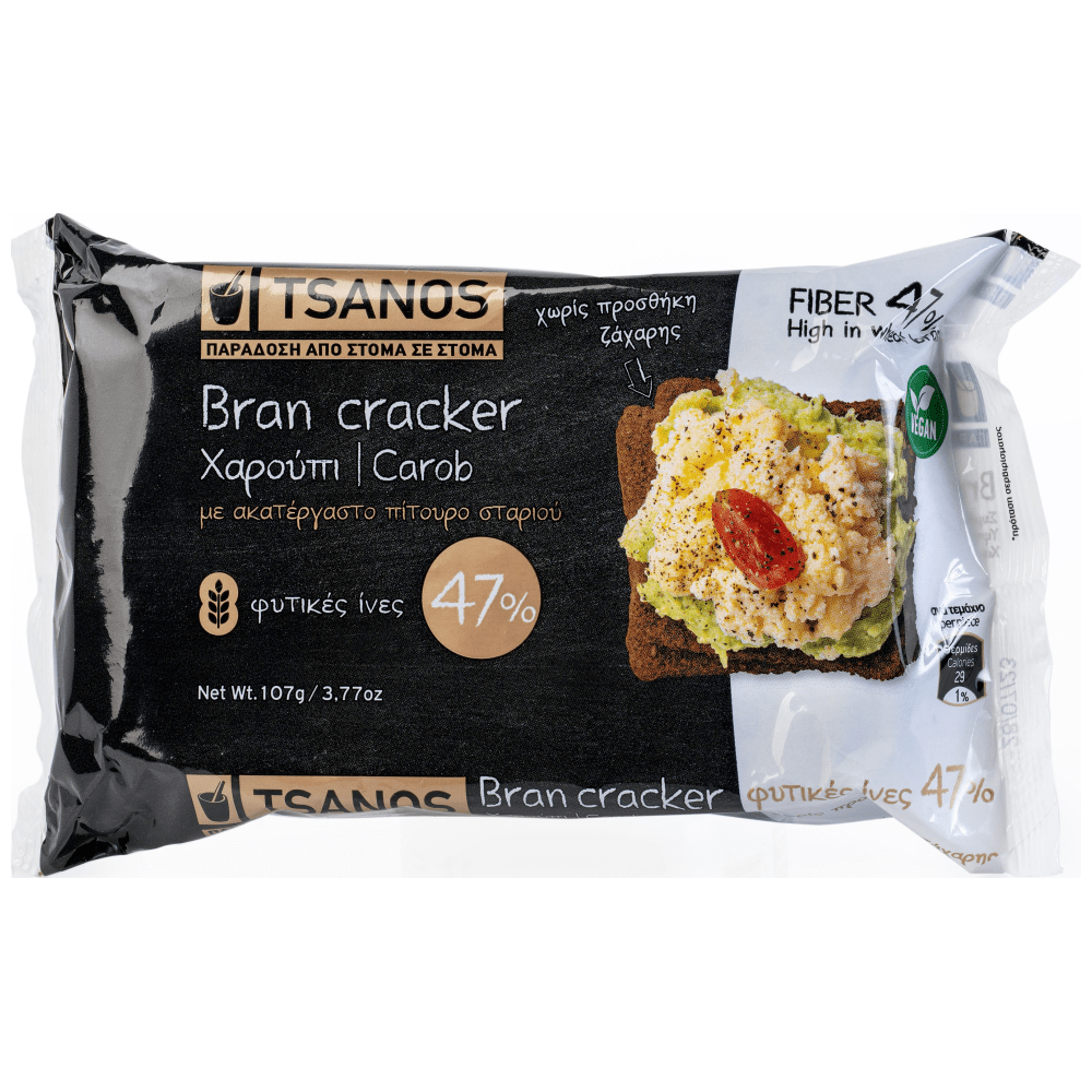 Tsanos Bran Crackers Με Χαρούπι 107gr