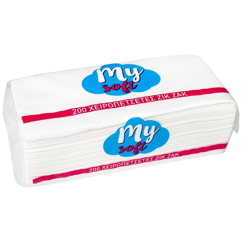 My Soft Χειροπετσέτες Ζικ Ζακ 0,285kg 200τεμ