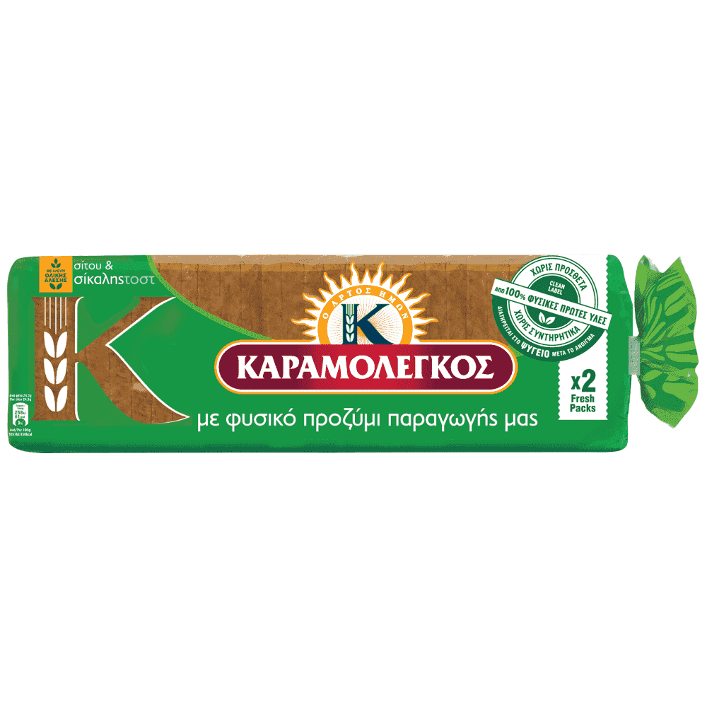 Καραμολέγκος Ψωμί Τοστ Με Σίκαλη Ολικής Άλεσης 680gr