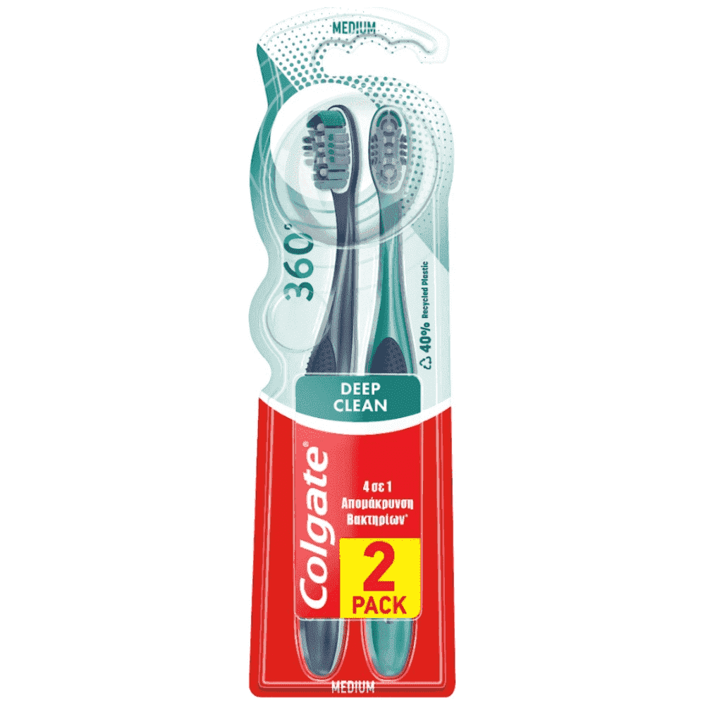 Colgate Οδοντόβουρτσα 360 Medium Δπλή Συσκευασία 2τεμ
