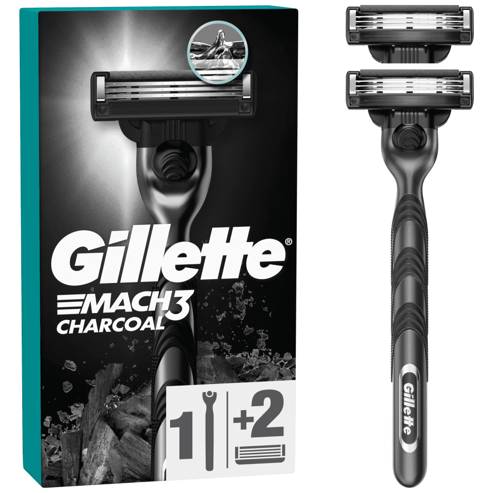 Gillette Mach III Ξυραφάκια Charcoal Μηχανή +2 Ανταλλακτικά