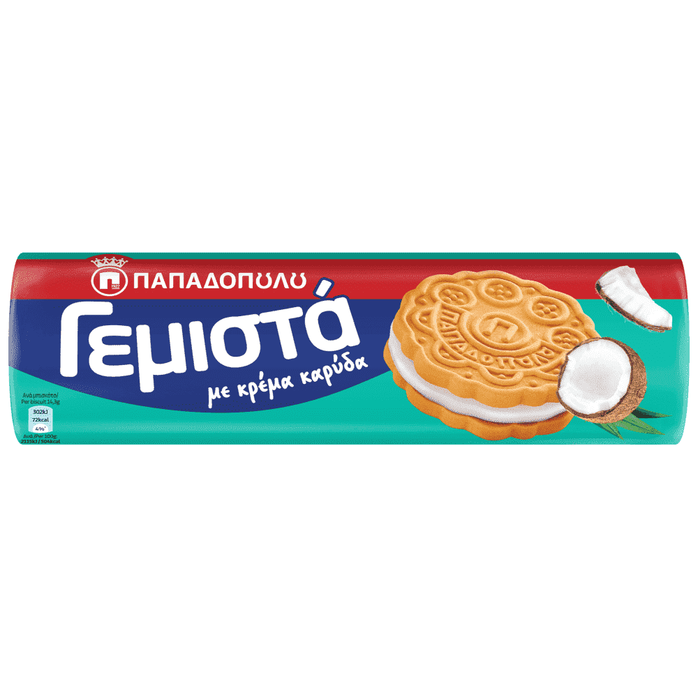 Παπαδοπούλου Μπισκότα Γεμιστά Καρύδα 200gr