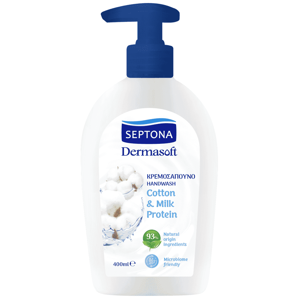 Septona Dermasoft Κρεμοσάπουνο Άντλια Cotton & Milk 400ml
