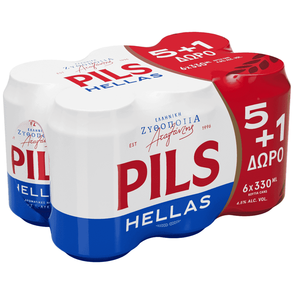 Pils Hellas Μπίρα Κουτί 330ml 5+1 Δώρο