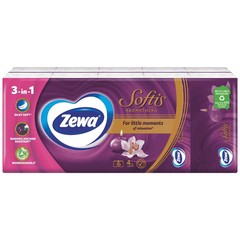 Zewa Softis Aromathera Χαρτομάντηλα 10άδα 0.220kg